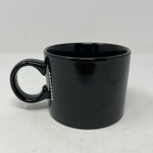 Starbucks 2017 White Logo Black Ceramic Flat Bottom Coffee Tea Mug Cup 12oz GHA1